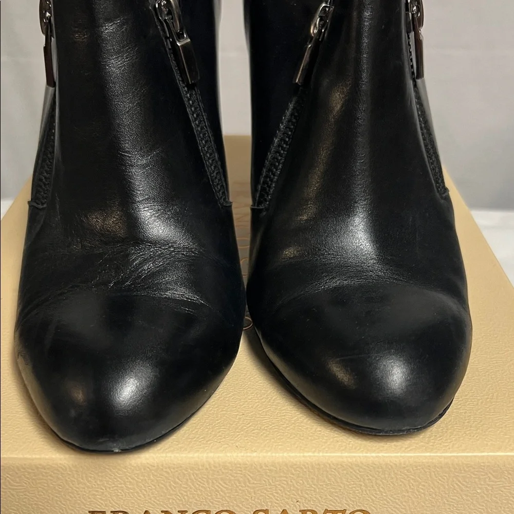 Franco Sarto L-SYNC Women's Black Derby Ankle Booties Side Zip Leather Shoes